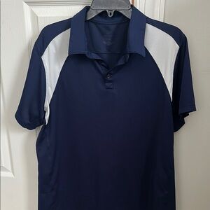 Blue and White Athletic Polo Shirt